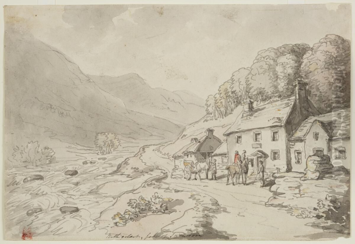 Bethgelart, foot of Snowdon Oil Painting by Thomas Rowlandson
