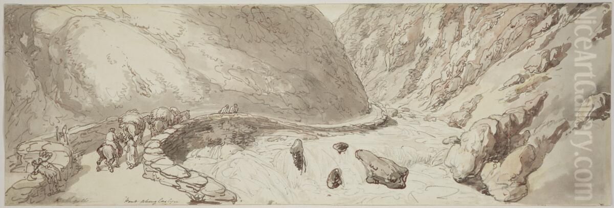 Road to Pont Aberglaslyn Oil Painting by Thomas Rowlandson