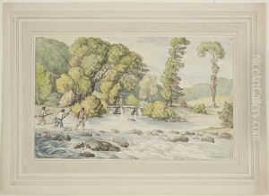 Fishermen by stone bridge