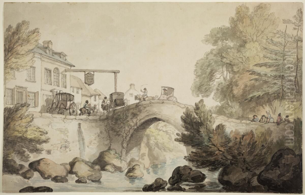 Ivy bridge Oil Painting by Thomas Rowlandson