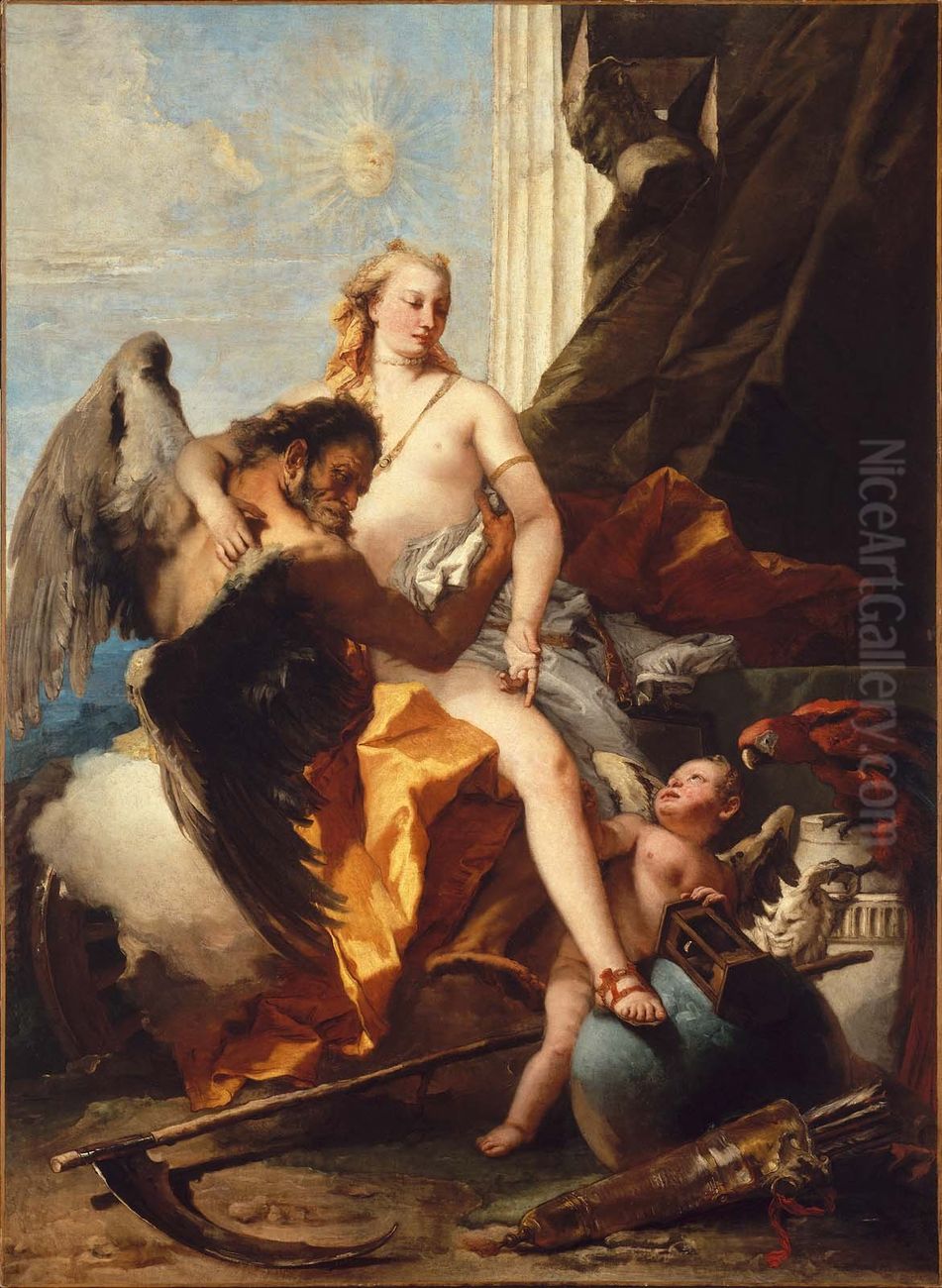 Time Unveiling Truth Oil Painting by Giovanni Battista Tiepolo