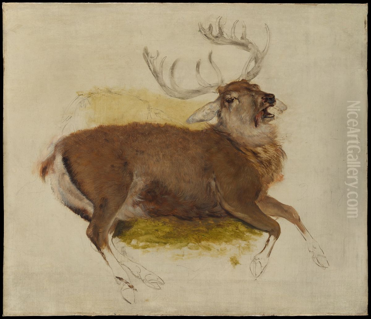 Dying Stag Oil Painting by Sir Edwin Henry Landseer
