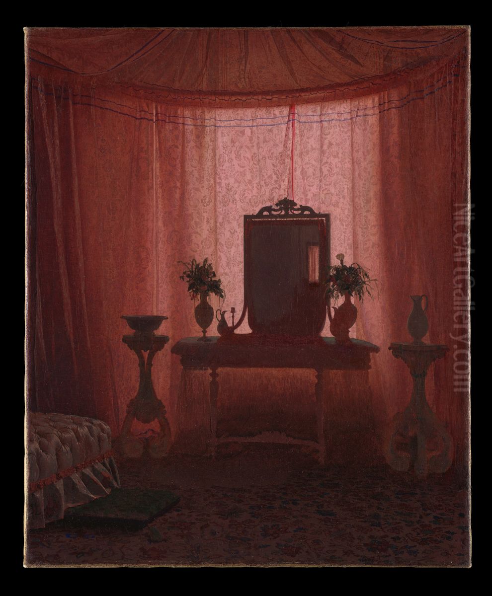 A Bedroom in Bernstorff Palace near Copenhagen Oil Painting by Johan Vilhelm Gertner