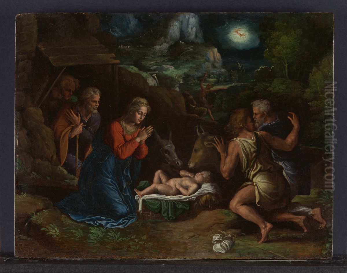 The Adoration of the Shepherds Oil Painting by Girolamo da Carpi