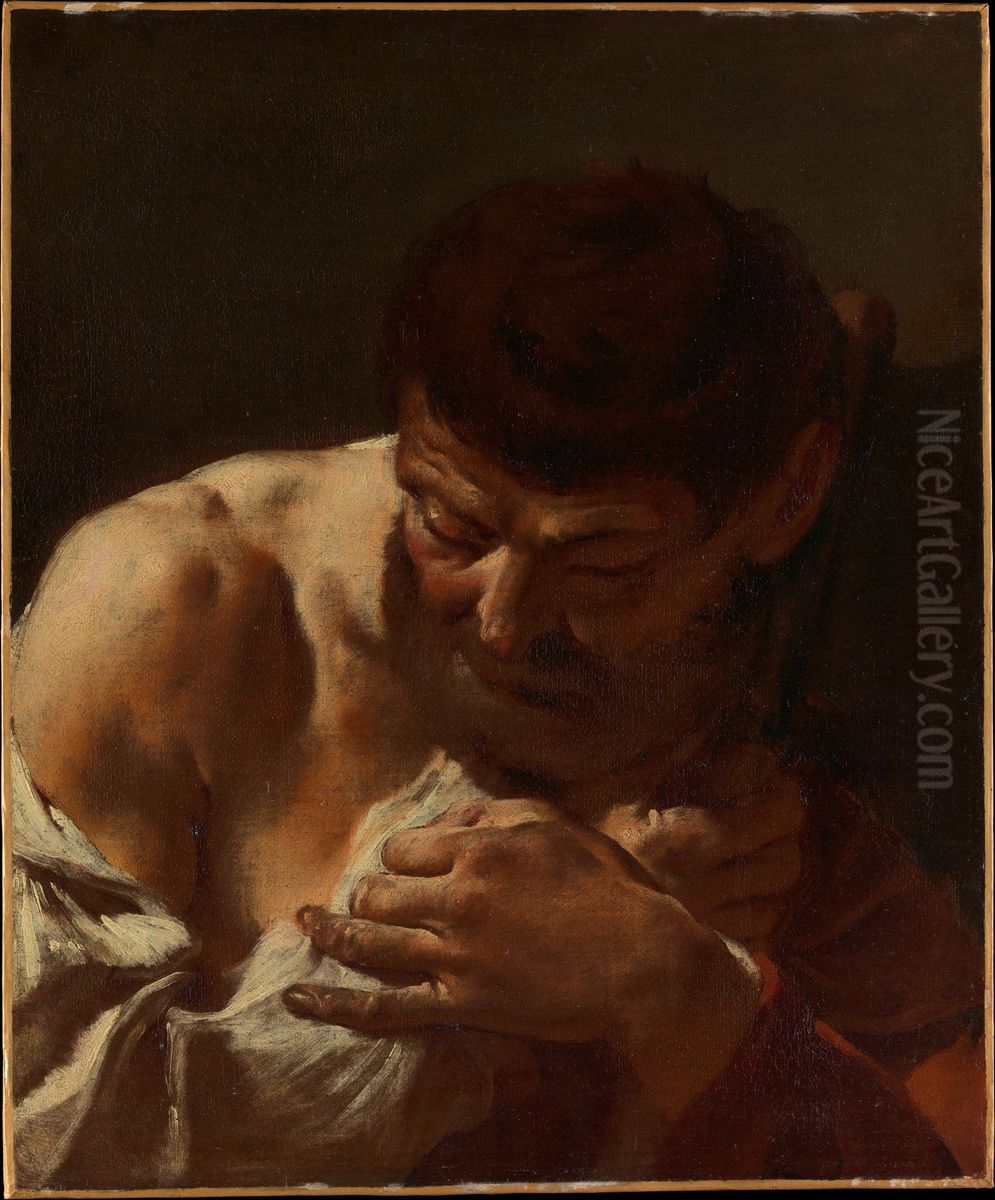 Bust of a Man (Saint Matthias?) Oil Painting by Giovanni Battista Piazzetta
