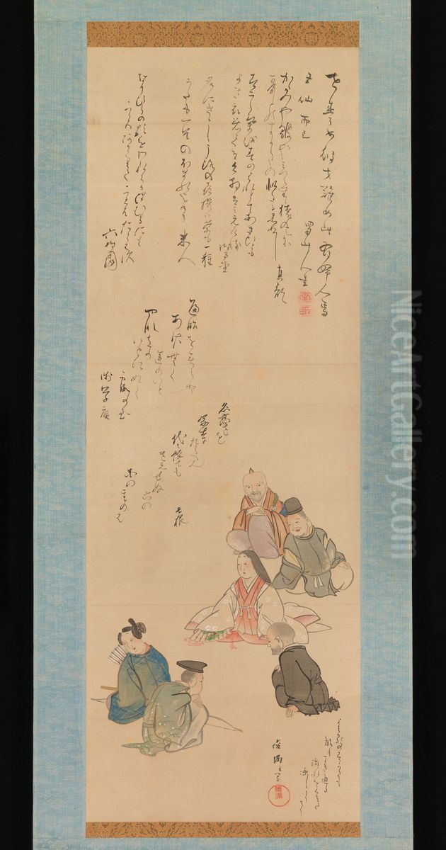 The Six Poetic Immortals Oil Painting by Kubo Shunman