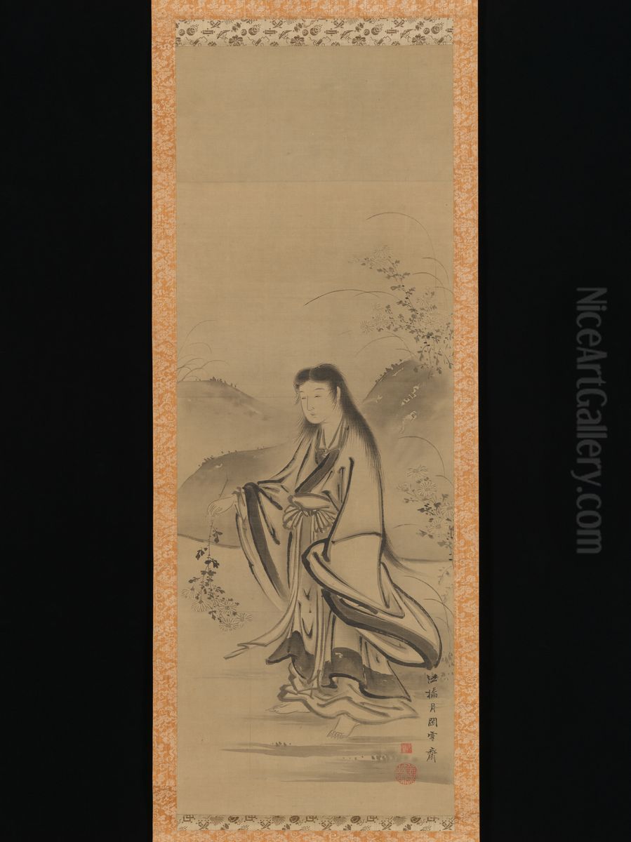 Kiku Jido (Chrysanthemum Boy) Oil Painting by Tsukioka Sessai