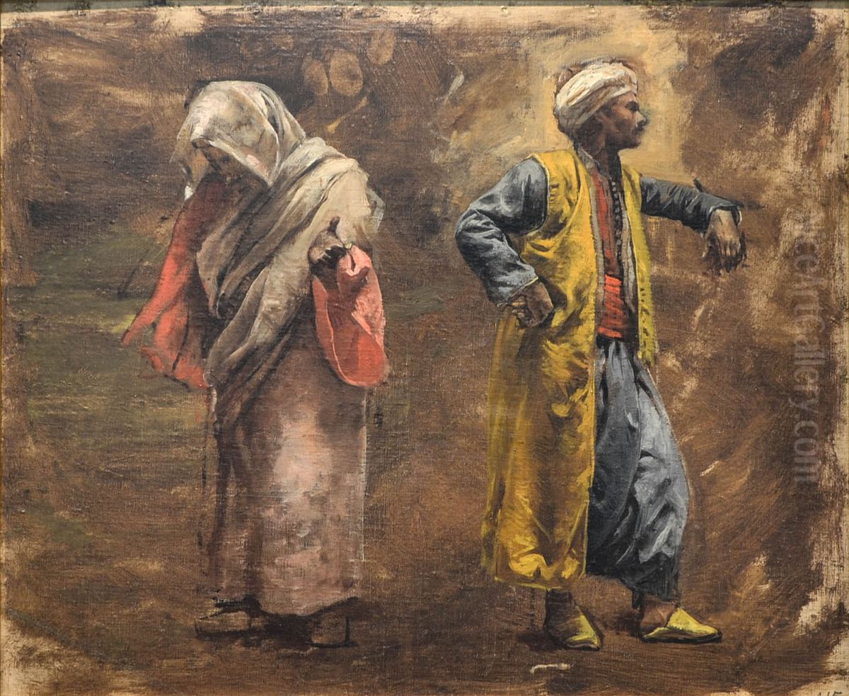 Study of Two Figures Oil Painting by Edwin Lord Weeks