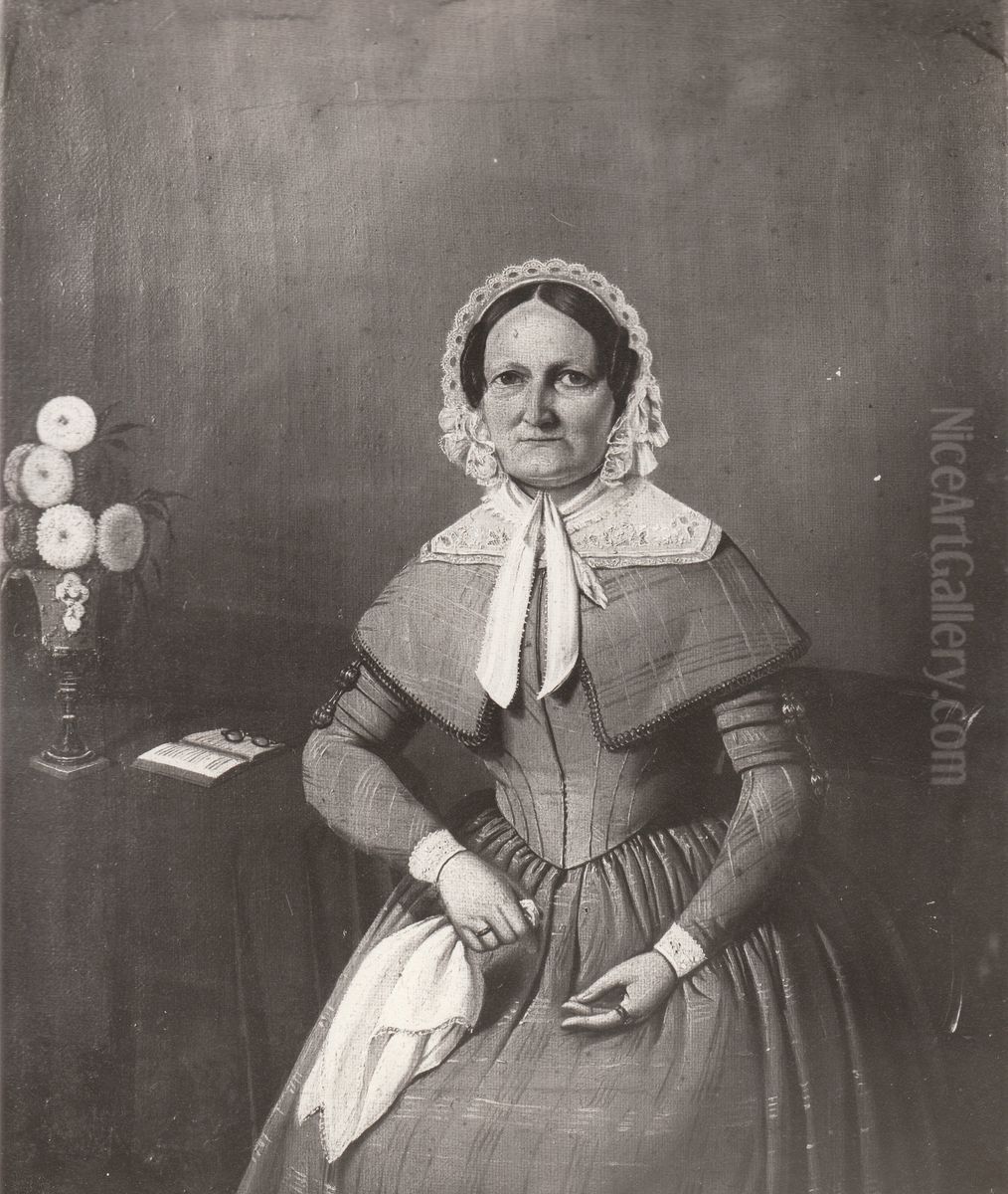 Cathrine Marie Lundgreen b. Moller Oil Painting by Valentin Wassner