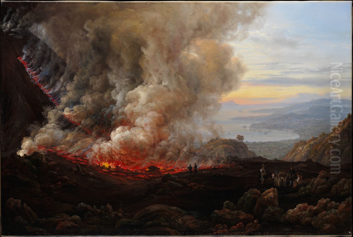 An Eruption of Vesuvius Oil Painting by Johan Wilhelm Ludwig Dahl