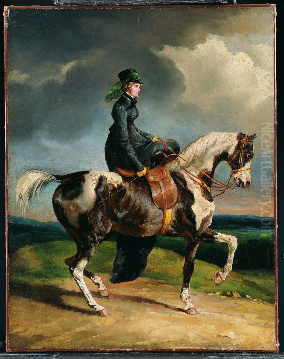 Horsewoman Oil Painting by Theodore Gericault