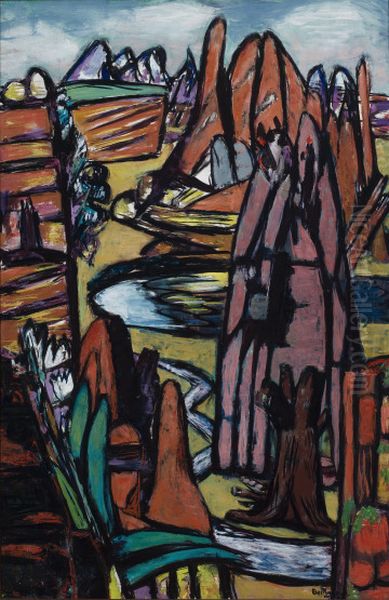 Boulder - Rocky Landscape Oil Painting by Max Beckmann