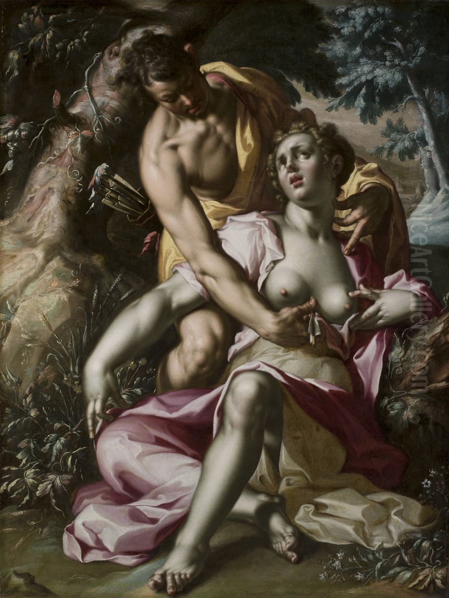 Cephalus and Procris (The Death of Procris) Oil Painting by Joachim Wtewael (Uytewael)