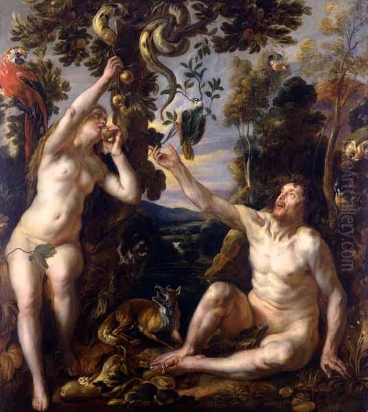 Adam and Eve Oil Painting by Jacob Jordaens