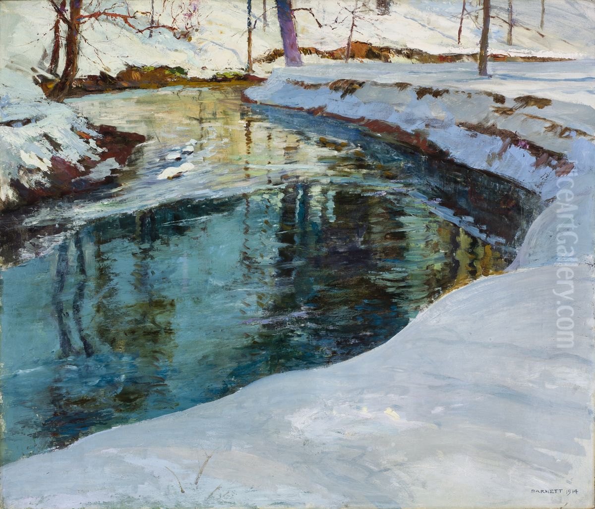 Close of a Winter Day Oil Painting by Thomas P. Barnett