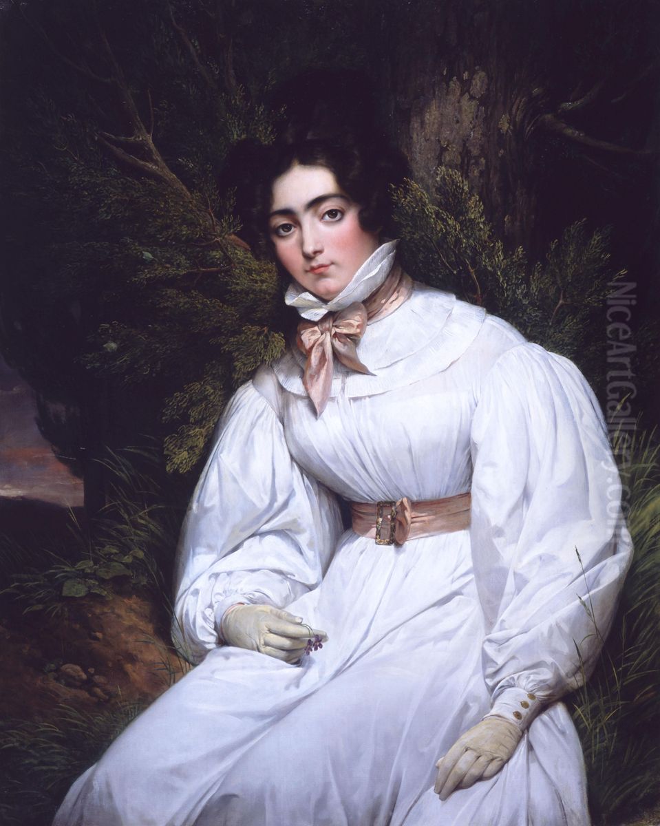 Portrait of a Young Woman Oil Painting by Horace Vernet
