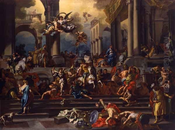 The Expulsion of Heliodorus from the Temple Oil Painting by Francesco Solimena
