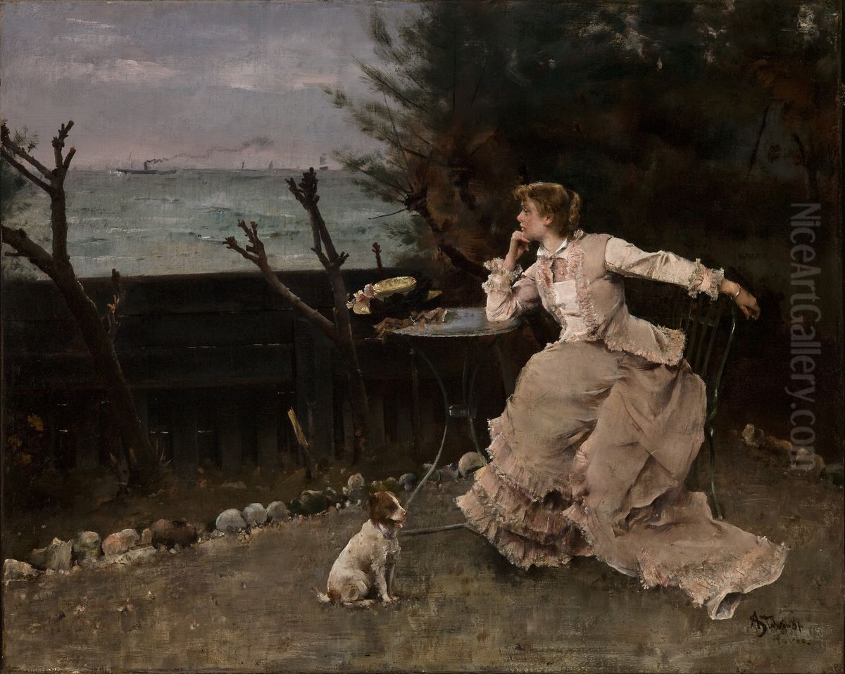 In Deep Thought Oil Painting by Alfred Stevens
