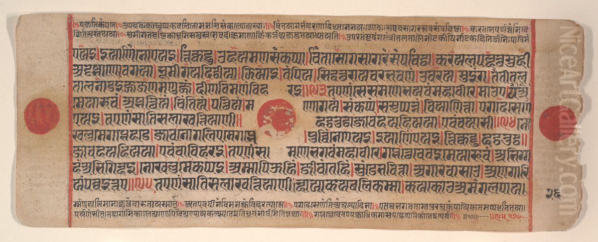 Leaf from a Kalpa Sutra (Jain Book of Rituals) Oil Painting by Bhadrabahu