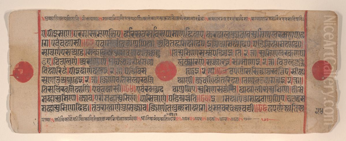 Leaf from a Kalpa Sutra (Jain Book of Rituals) Oil Painting by Bhadrabahu