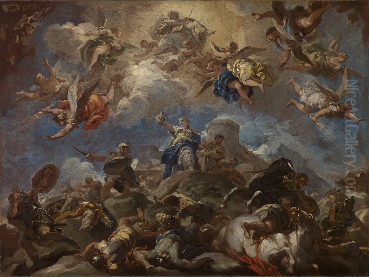 Judith Displaying the Head of Holofernes Oil Painting by Luca Giordano