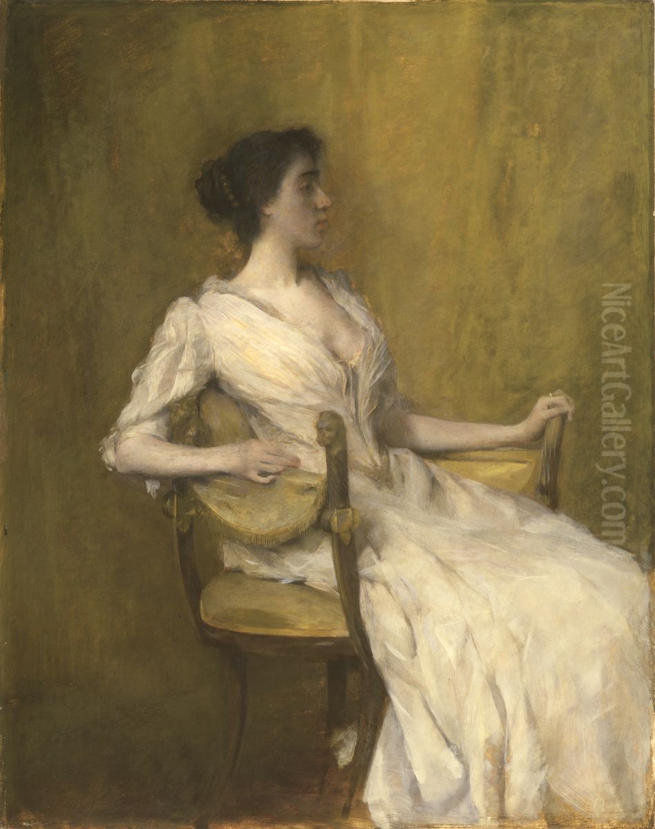 Lady in White Oil Painting by Thomas Dewing