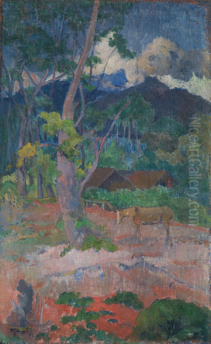 Landscape with a Horse Oil Painting by Paul Gauguin