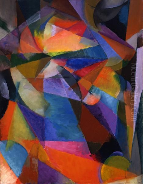 Synchromy, Blue-Green Oil Painting by Stanton Macdonald-Wright