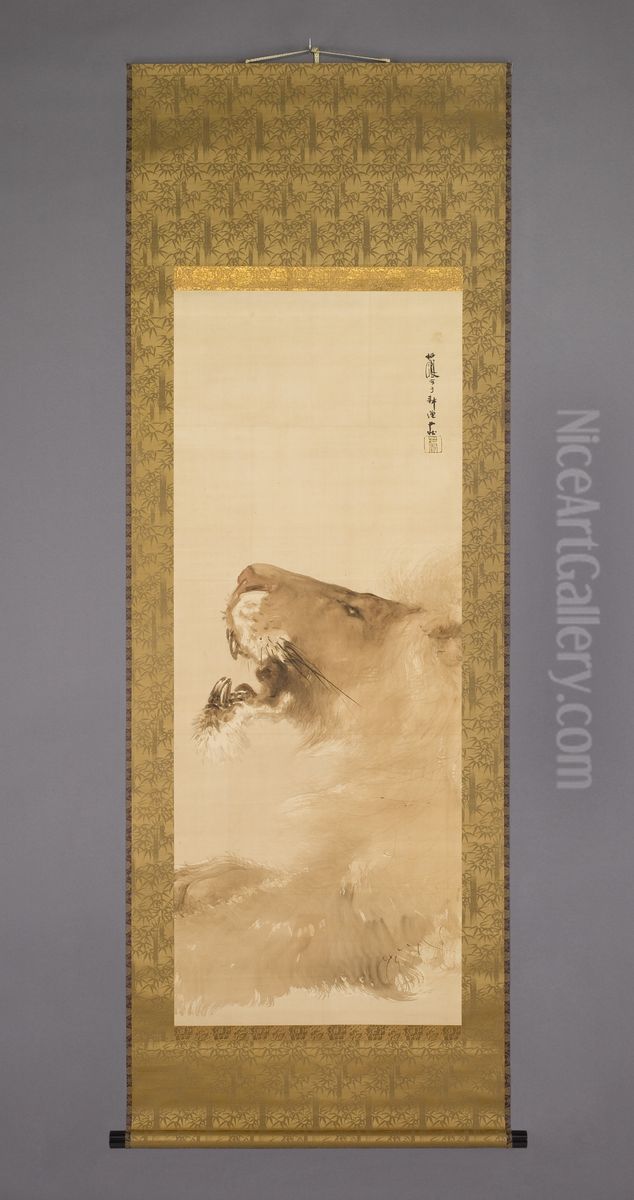 Lion Oil Painting by Takeuchi Seiho