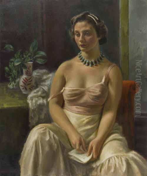 The Blue Necklace Oil Painting by Eugene Speicher
