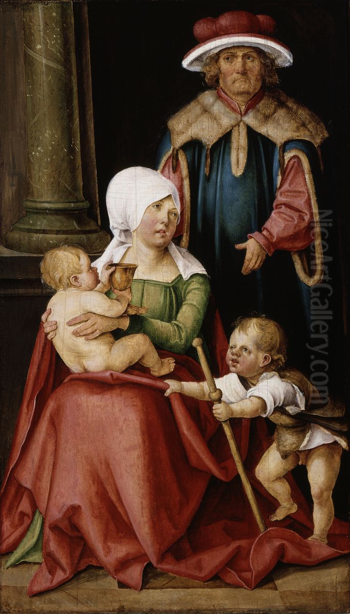 Mary Salome and Zebedee with their Sons James... Oil Painting by Hans von Kulmbach