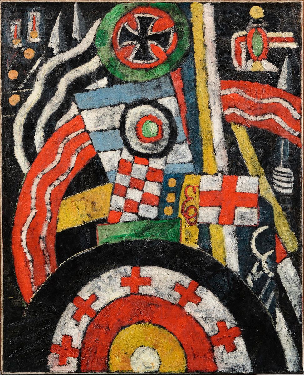 Abstraction (Military Symbols) Oil Painting by Marsden Hartley