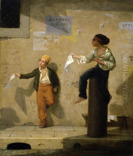 Roman Newsboys Oil Painting by Martin Johnson Heade