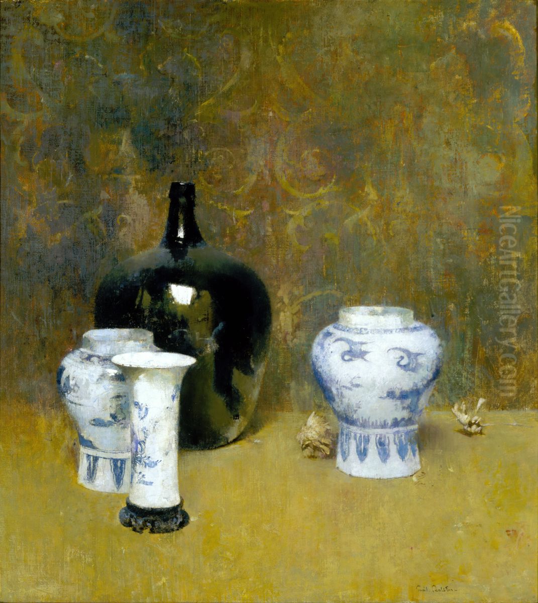 Oriental Jars Oil Painting by Emil Carlsen