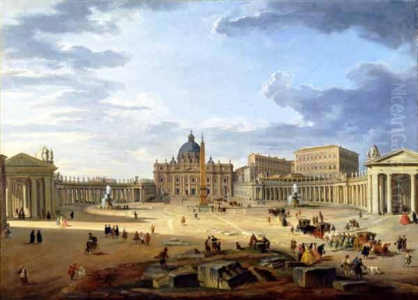 St. Peter's Square, Rome Oil Painting by Giovanni Paolo Panini