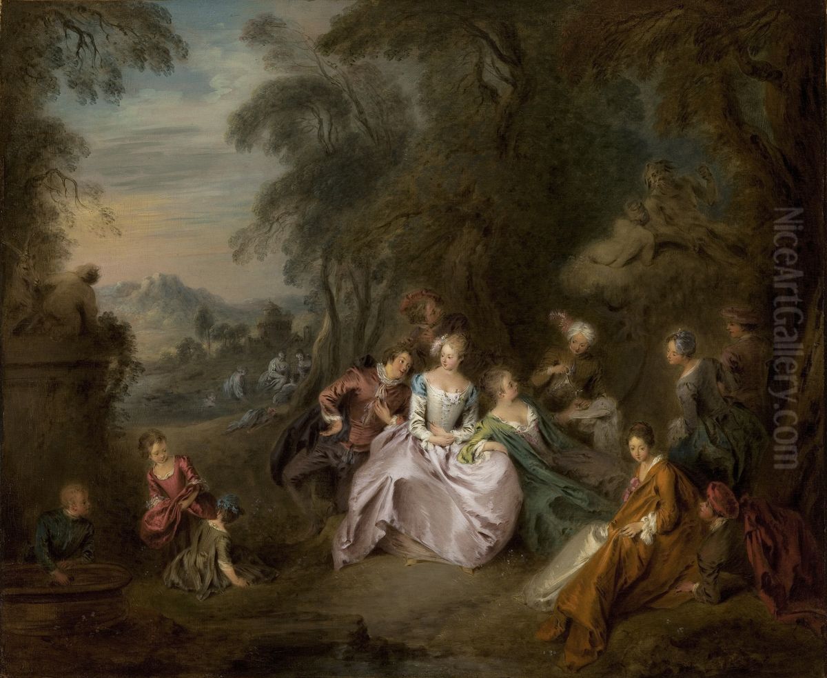 Repose in a Park Oil Painting by Jean-Baptiste Pater