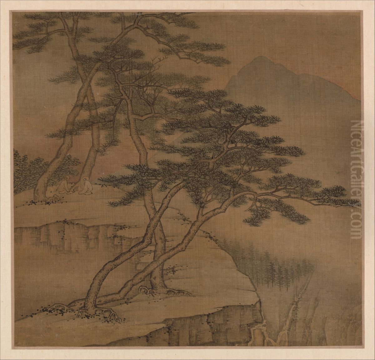 qing gao cen ni gu shan shui tu ce juan ben Oil Painting by Gao Cen