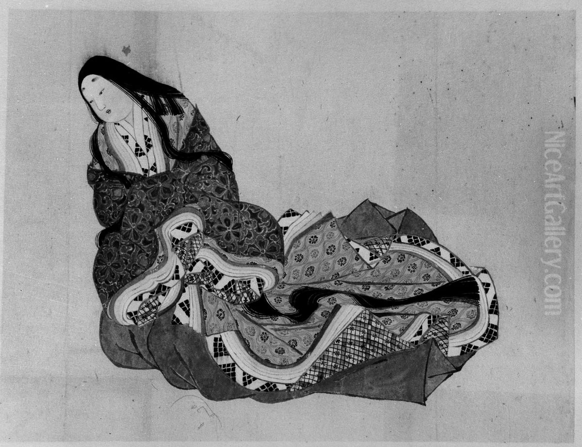Court Lady Oil Painting by Katsushika Hokusai