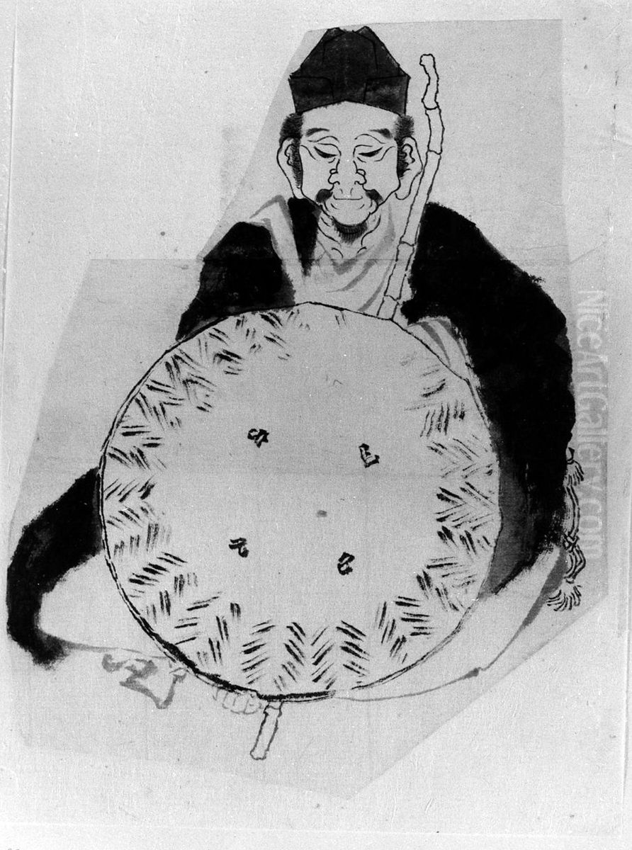 Portrait of the Poet Matsuo Basho (?) Oil Painting by Katsushika Hokusai