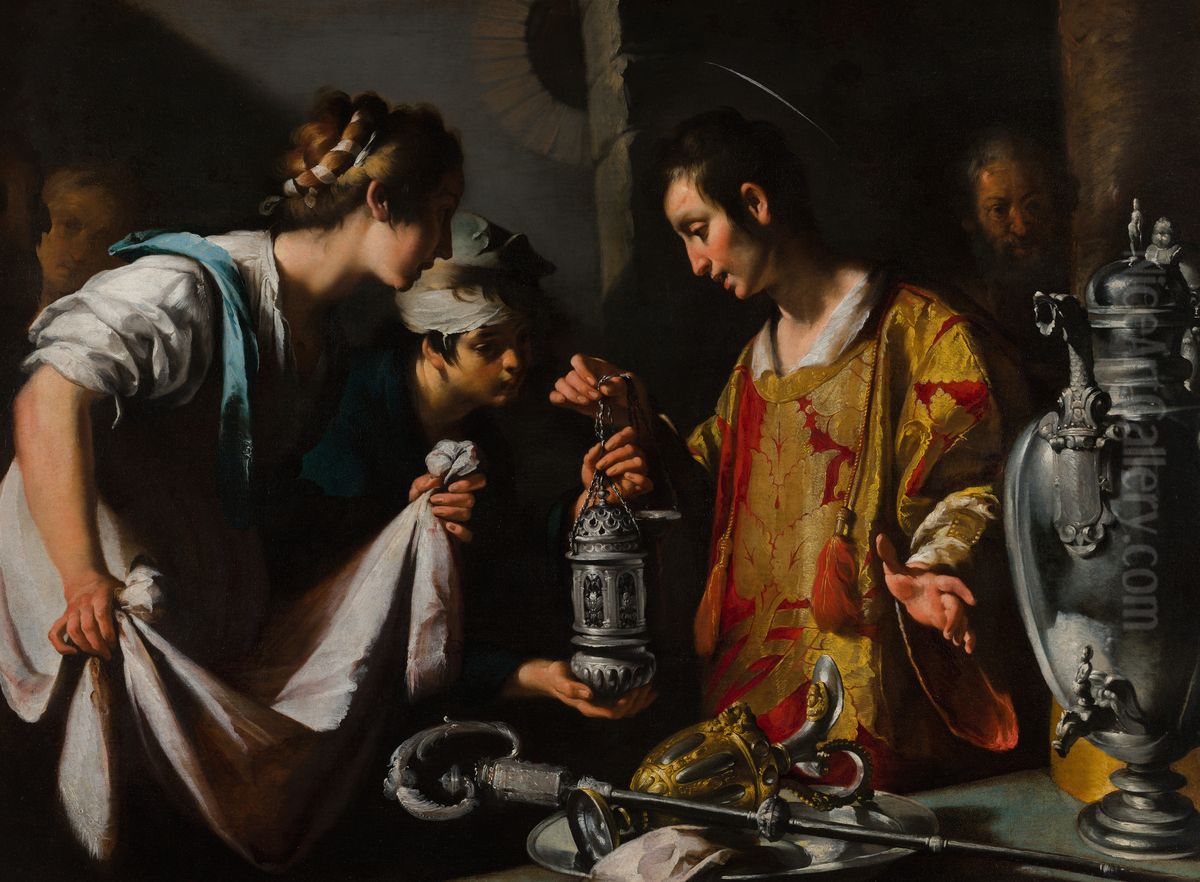 St. Lawrence Distributing the Riches of the Church Oil Painting by Bernardo Strozzi