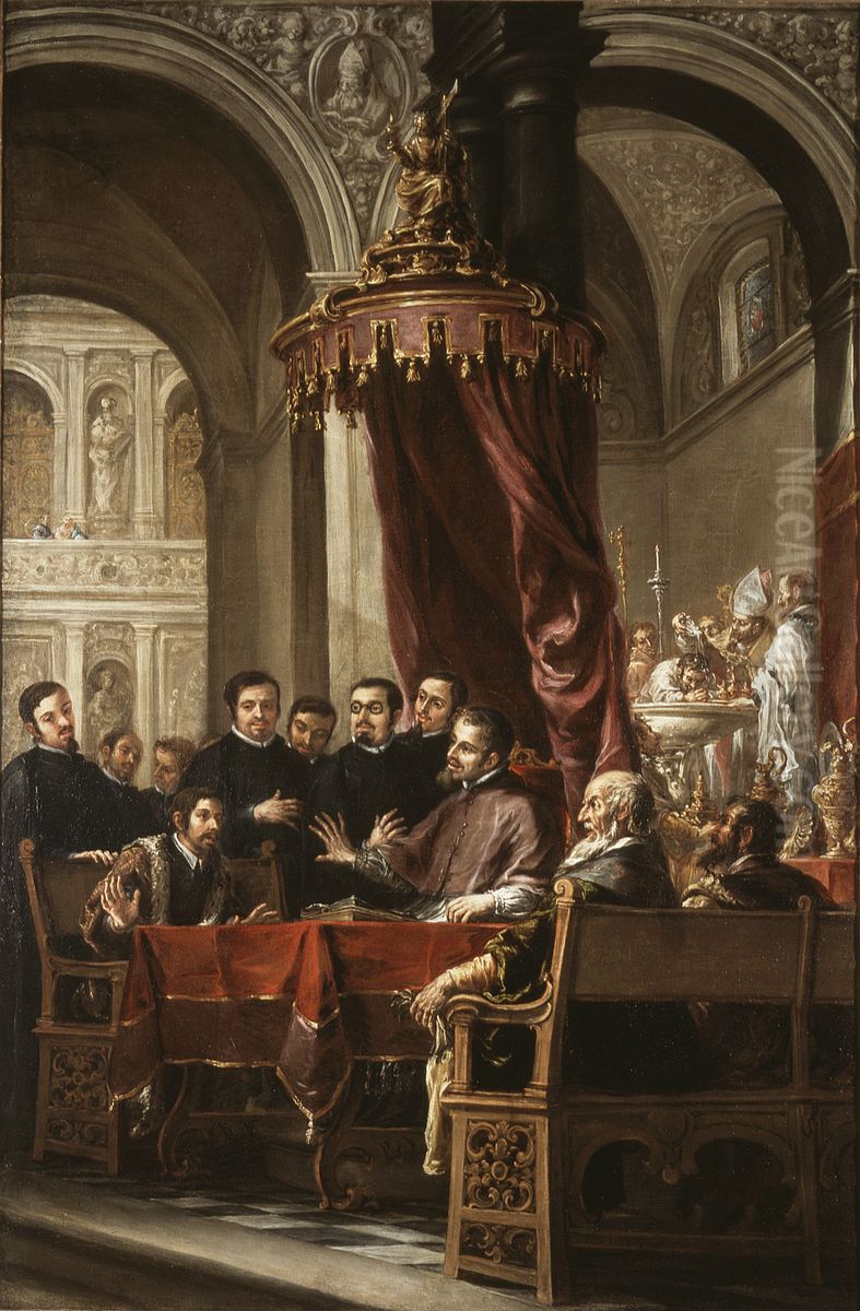 The Conversion and Baptism of St. Augustine by... Oil Painting by Juan De Valdes Leal