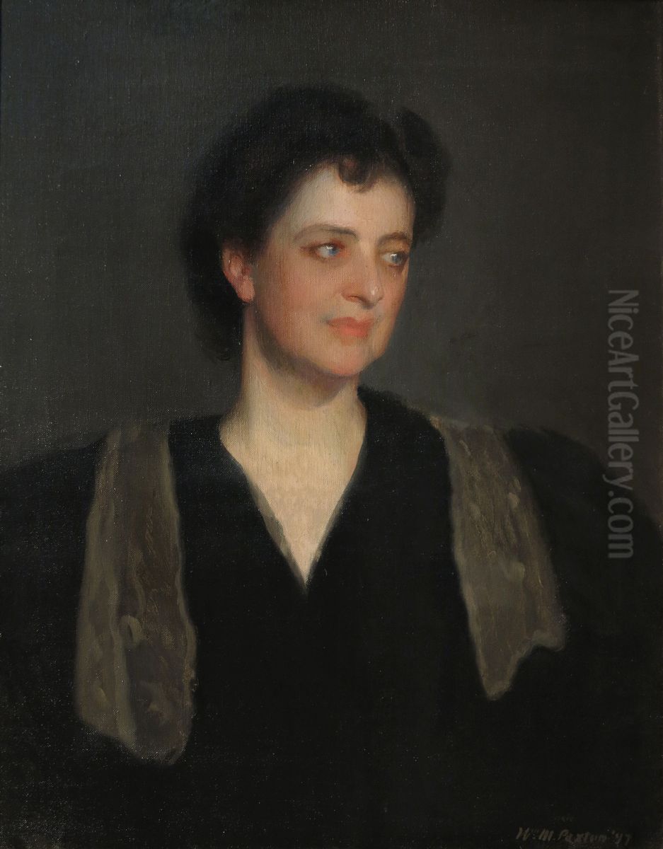 Portrait of a Woman in Black (Mrs. Howard Okie) Oil Painting by William McGregor Paxton