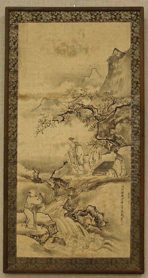 Sketch for a Painting of Scholars at the Game of Go Oil Painting by Kano Tan'yu