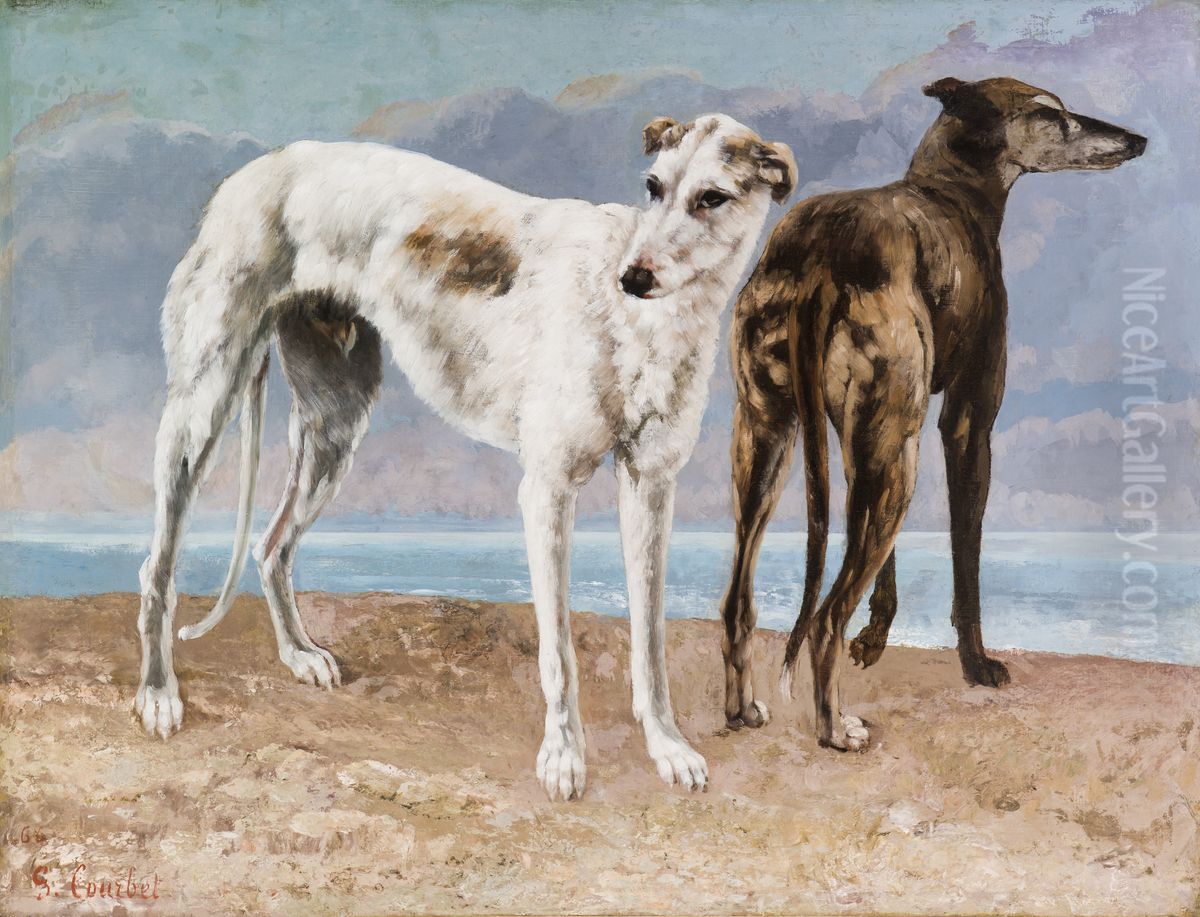 The Greyhounds of the Comte de Choiseul Oil Painting by Gustave Courbet