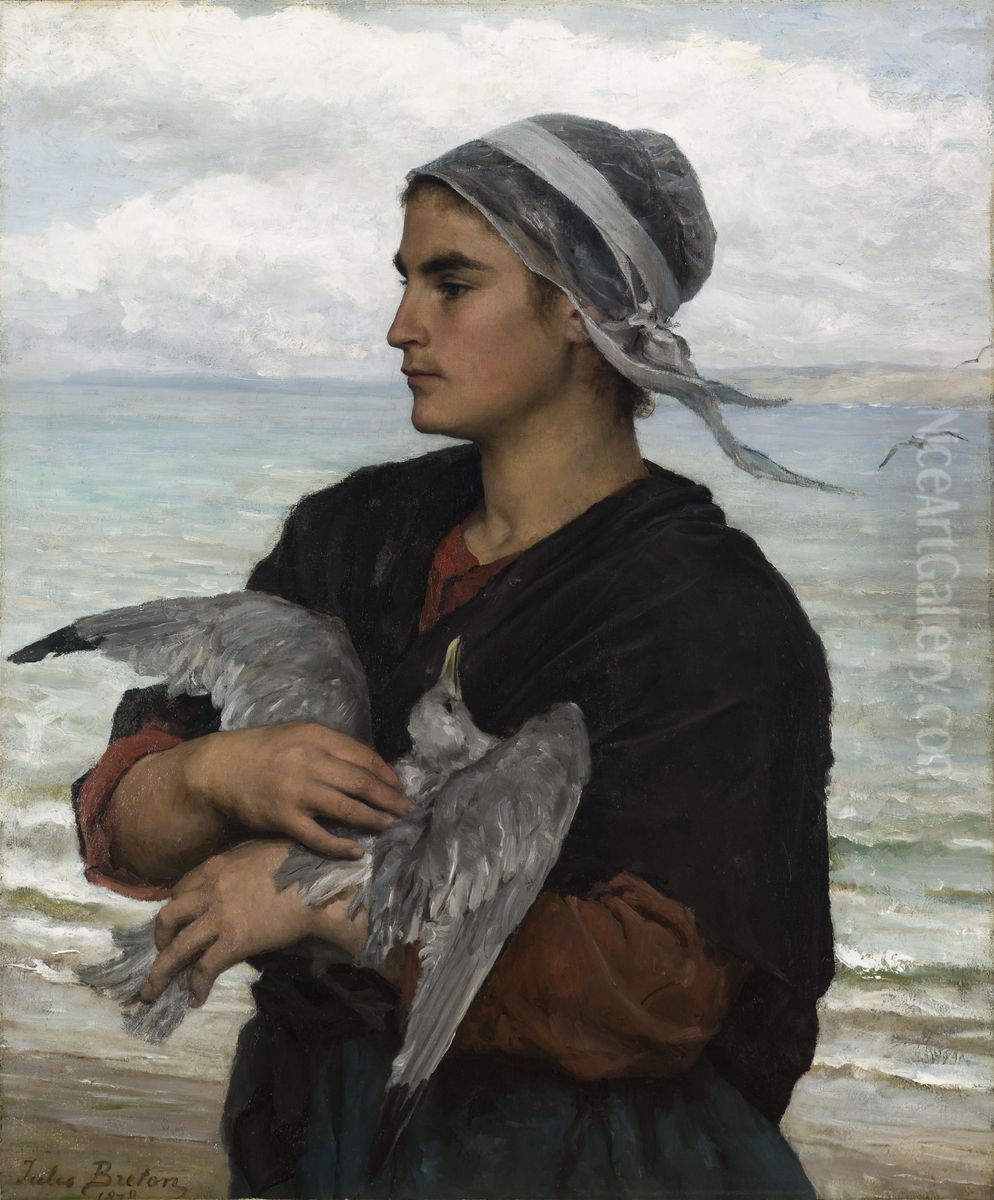 The Wounded Seagull Oil Painting by Jules Breton