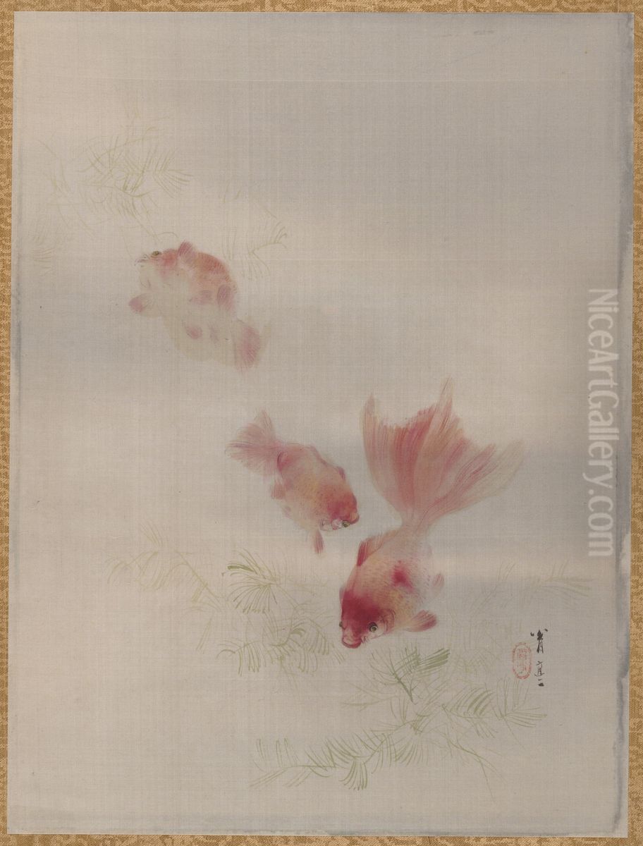 Goldfish Oil Painting by Watanabe Shotei