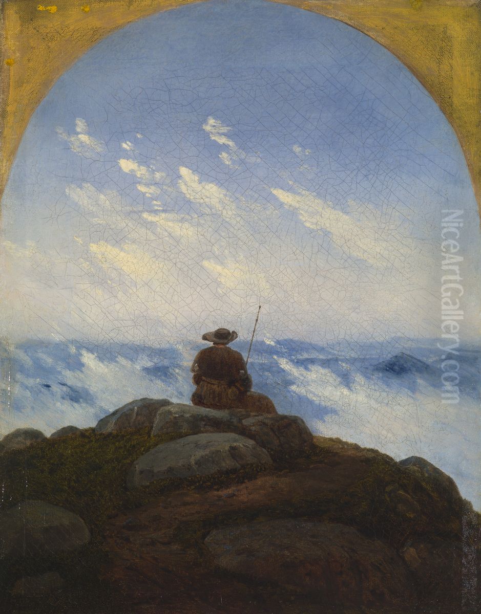 Wanderer on the Mountaintop Oil Painting by Carl Gustav Carus
