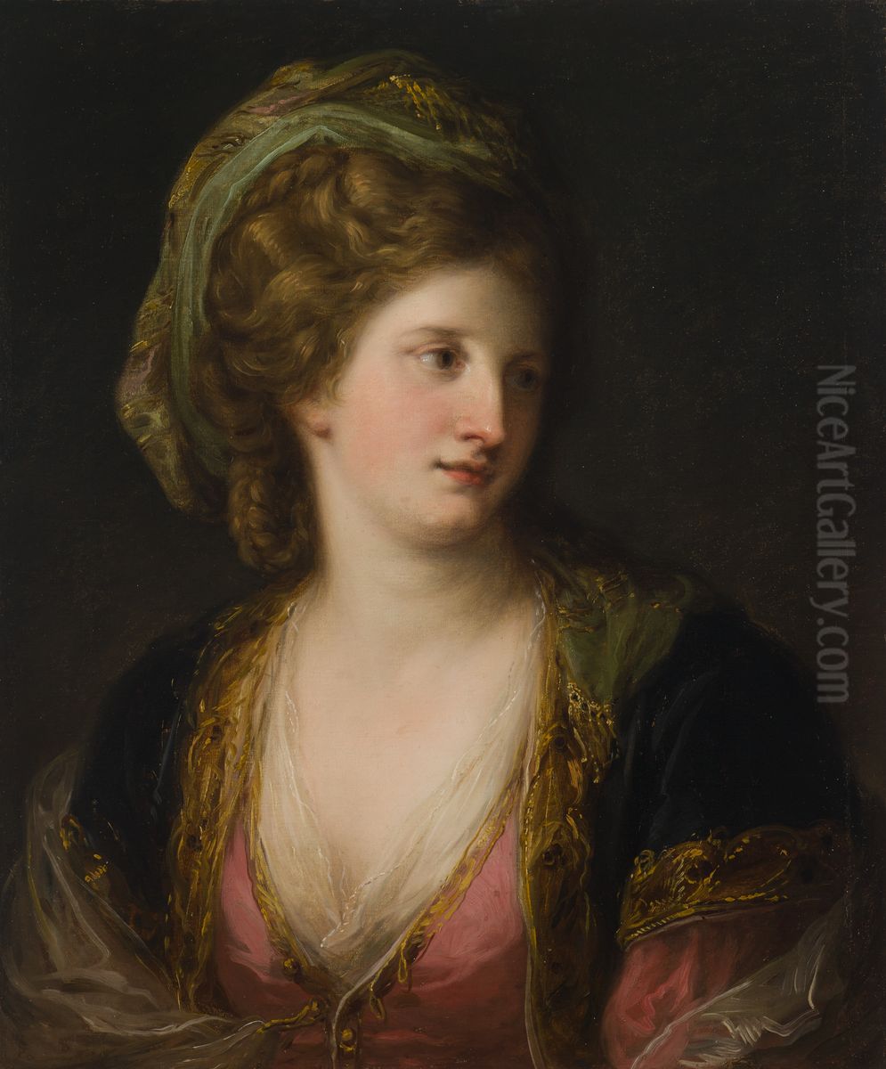 Woman in Turkish Dress Oil Painting by Angelica Kauffmann