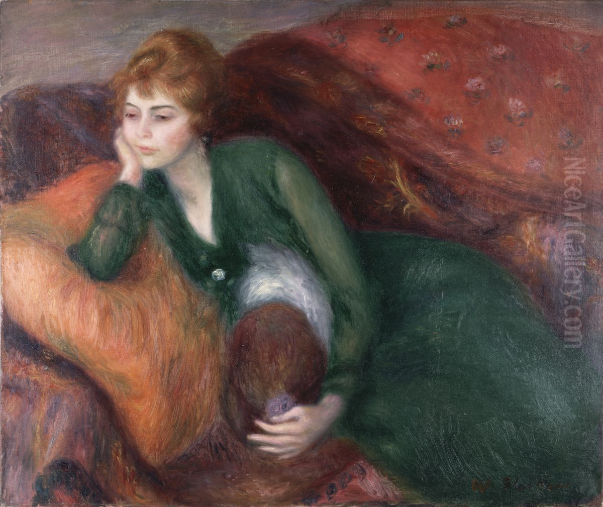Young Woman in Green Oil Painting by William James Glackens
