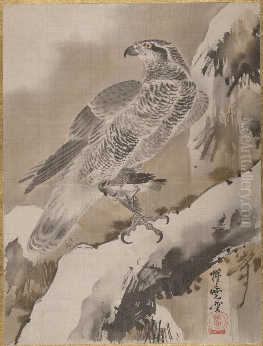 Eagle Holding Small Bird Oil Painting by Kawanabe Kyosai